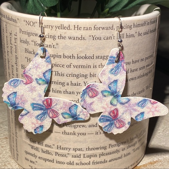 Jewelry - 3 for $15 Glitter Butterfly Faux Leather Earrings